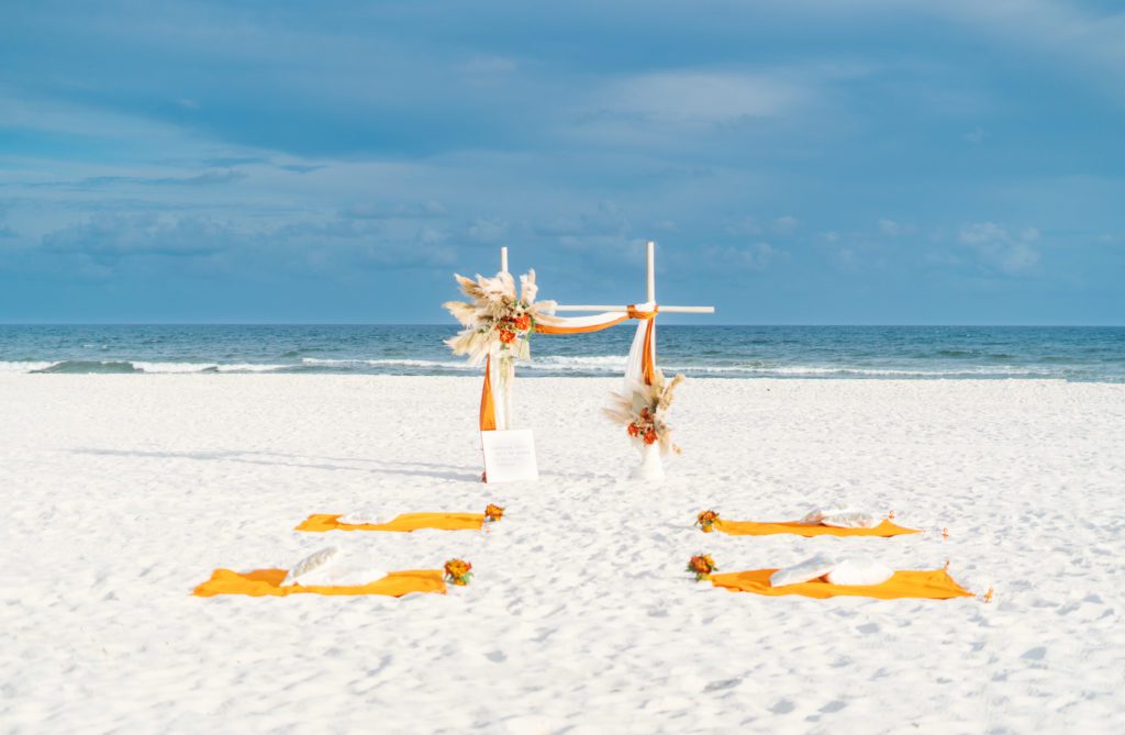 simple beach wedding setup at gulf state park in orange beach alabama